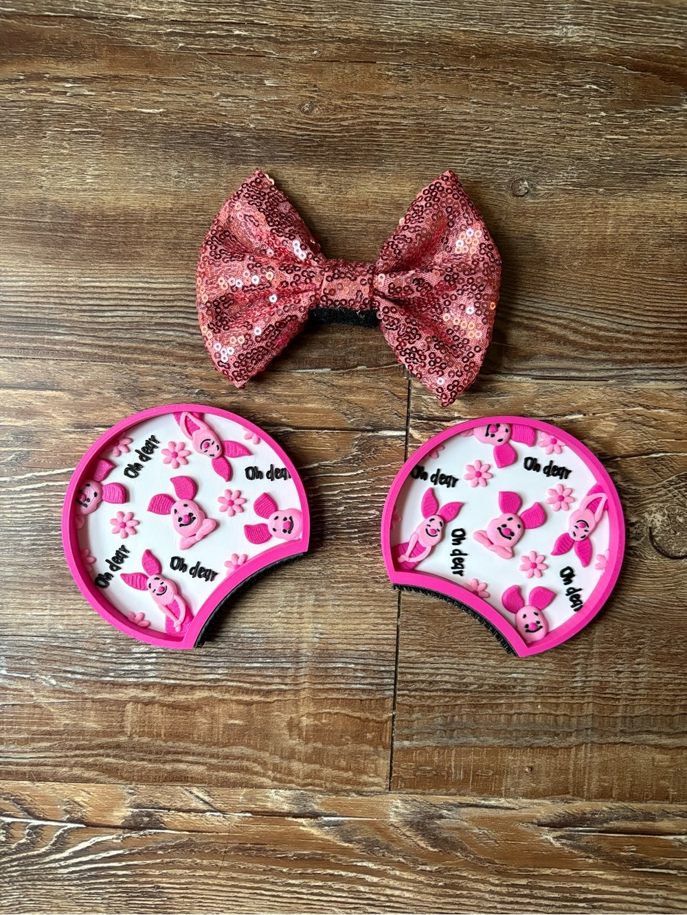 Disney Factory 55 Piglet Winnie the Pooh Interchangeable Ears with Sequin Bow